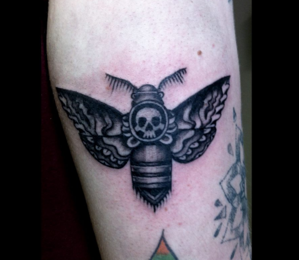 moth gothic tattoo, art neotraditional style tattoo moth, symmetry pattern vegan ink tattoo